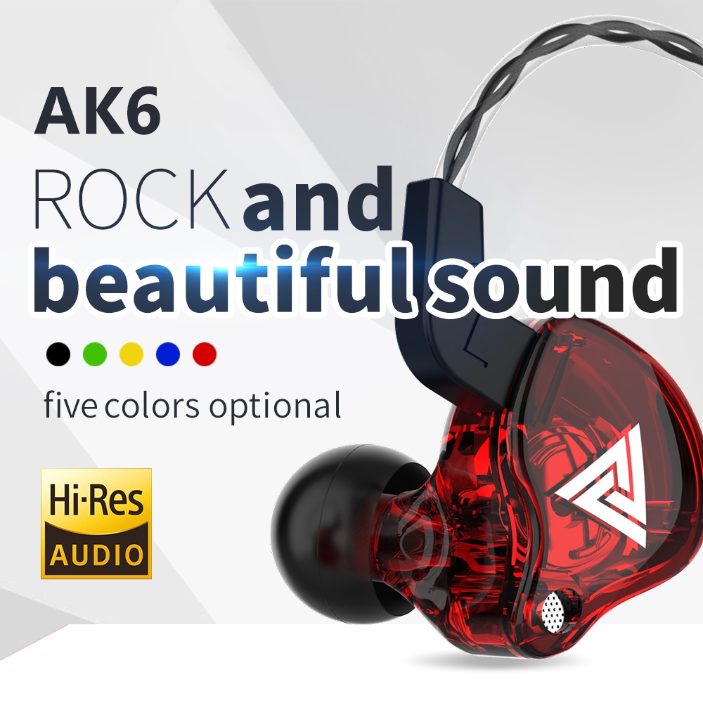 Tai nghe nhét tai TWITCH QKZ AK6 có dây giắc cắm 3.5mm kèm micro tiện dụng tùy chọn màu sắc