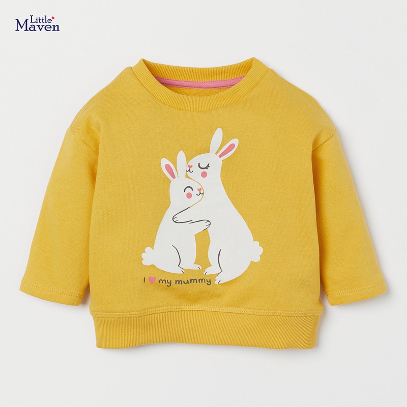 Áo bé gái chất cotton da cá cổ tròn tay dài họa tiết ngộ nghĩnh hàng cao cấp dày đẹp đủ size 2-7t