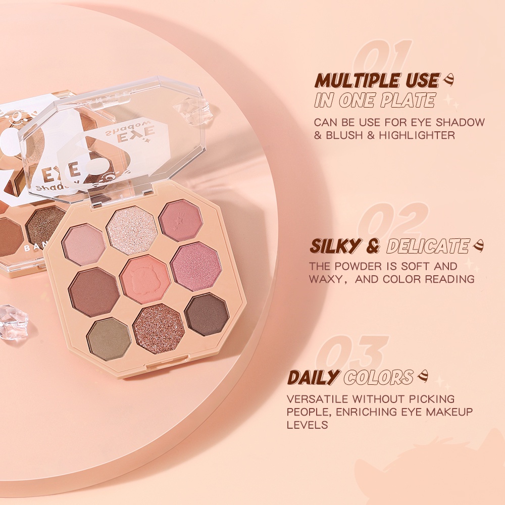 Bảng phấn mắt trang điểm lấp lánh thương hiệu BANXEER màu bột cà phê latte 01 74g