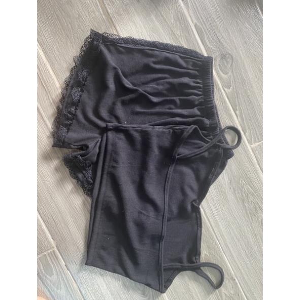Set Bộ 2 Dây Đùi Thun Viền Ren Sexy Thời Trang Màu Đen Trắng Xám DRSET18