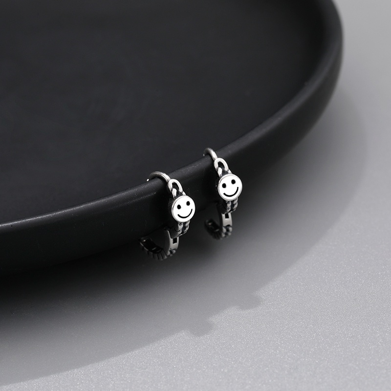 Bông Tai Hình Tròn Họa Tiết Mặt Cười Đơn Giản Phong Cách Hàn Quốc Thời Trang Cho Nữ