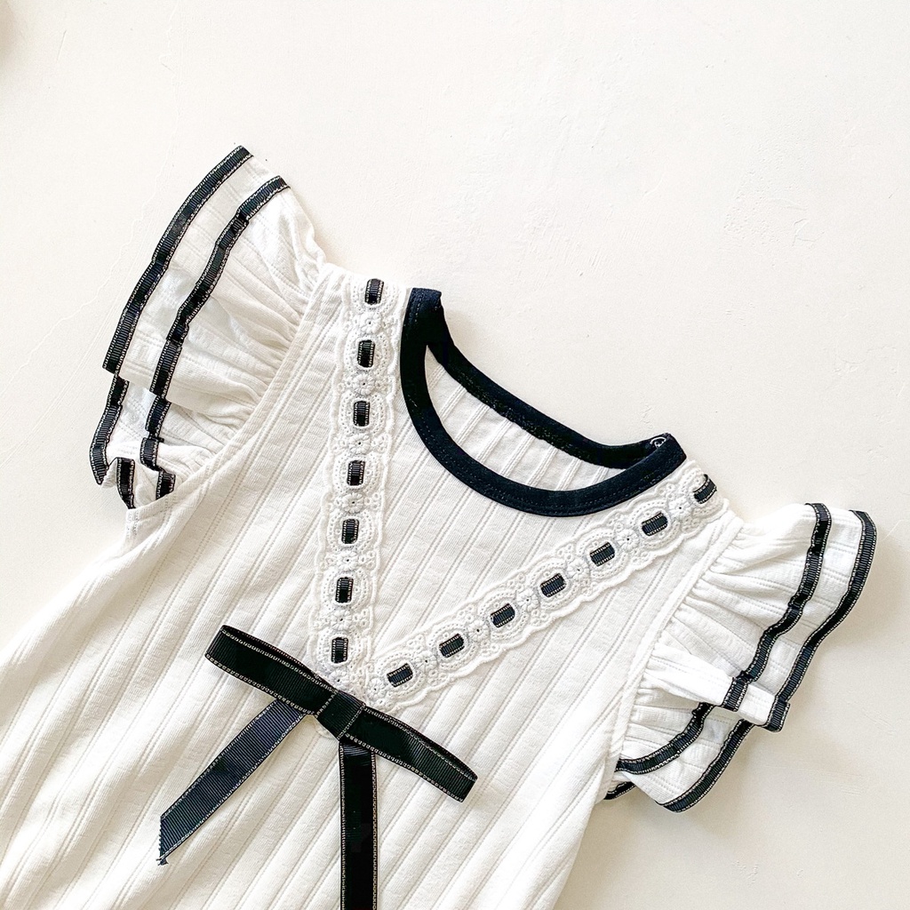 Bộ Áo Liền Quần Tay Cánh Tiên Dễ Thương Cho Bé Gái