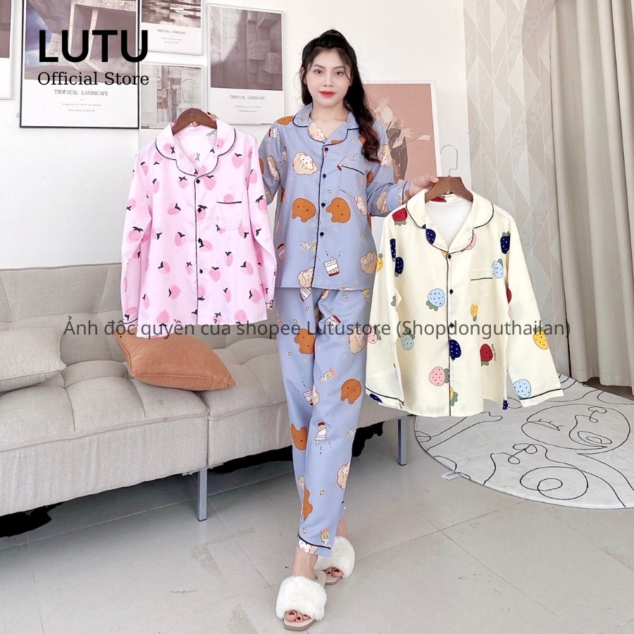 Bộ ngủ pijama áo dài quần dài chất Kate Thái