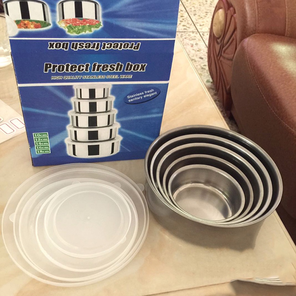 BỘ 5 BÁT THỐ LẠNH INOX CÓ NẮP, hộp đựng thực phẩm inox tiện lợi, đa năng