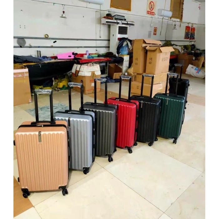 Vali Kéo Du Lịch Thời Trang xách tay thời trang, Nhựa Abs Pc cao cấp sọc dọc bo góc sắt có móc khuy treo đồ