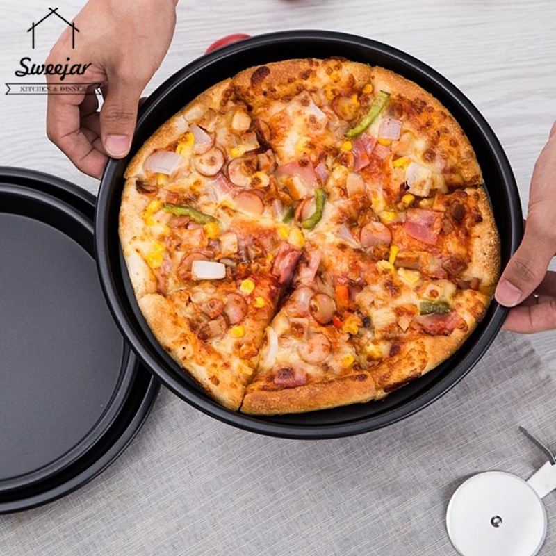 SWEEJAR Khay nướng bánh pizza  bằng thép carbon không dính bền bỉ với size 6/8/9 inch