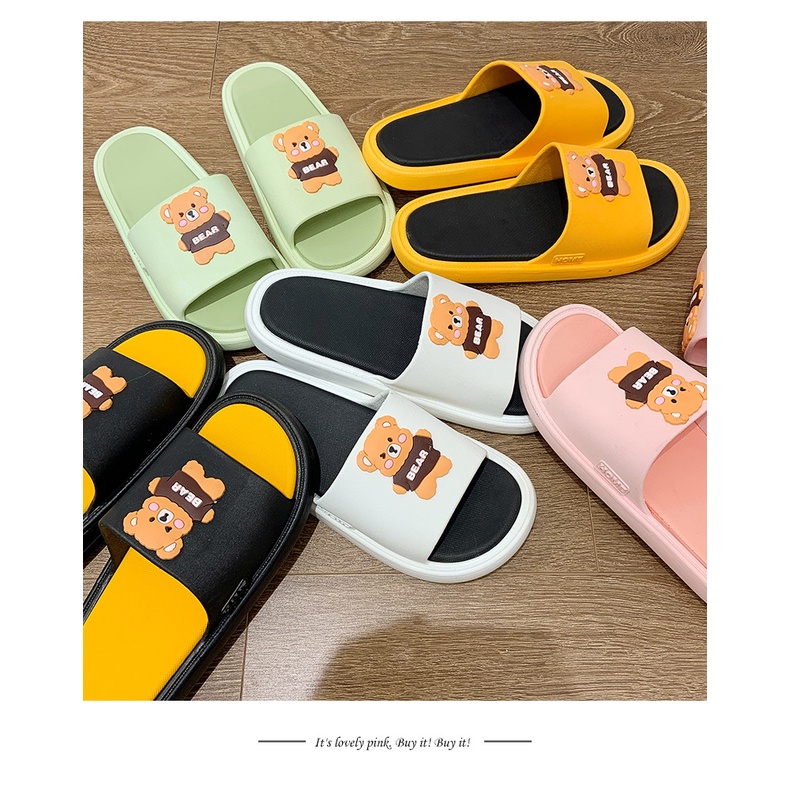 Dép lê unisex nam nữ mang trong nhà Gấu Bear đi cực êm mềm chân chống nước chống trơn trượt tốt TH-76