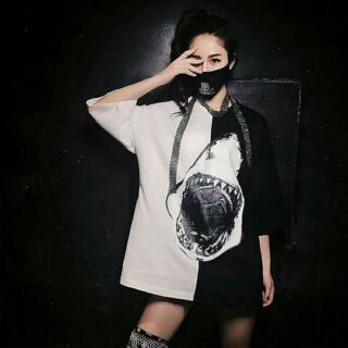 Áo (SỈ 29K) thun phối màu in hàm cá mập KÈM ẢNH TỰ CHỤP THẬT