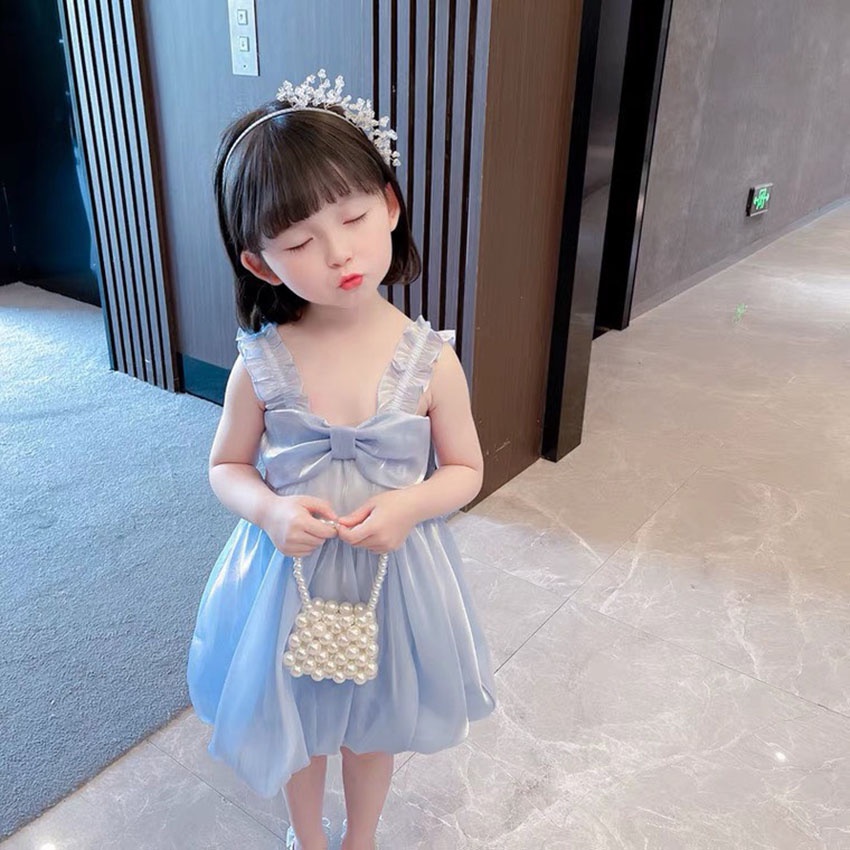 VÁY CHO BÉ GÁI HOA TƠ BỒNG 2 DÂY, HÀNG 2 LỚP LÓT MỀM, MAY TỈ MỈ LẮM SIZE 9-21KG [V38]