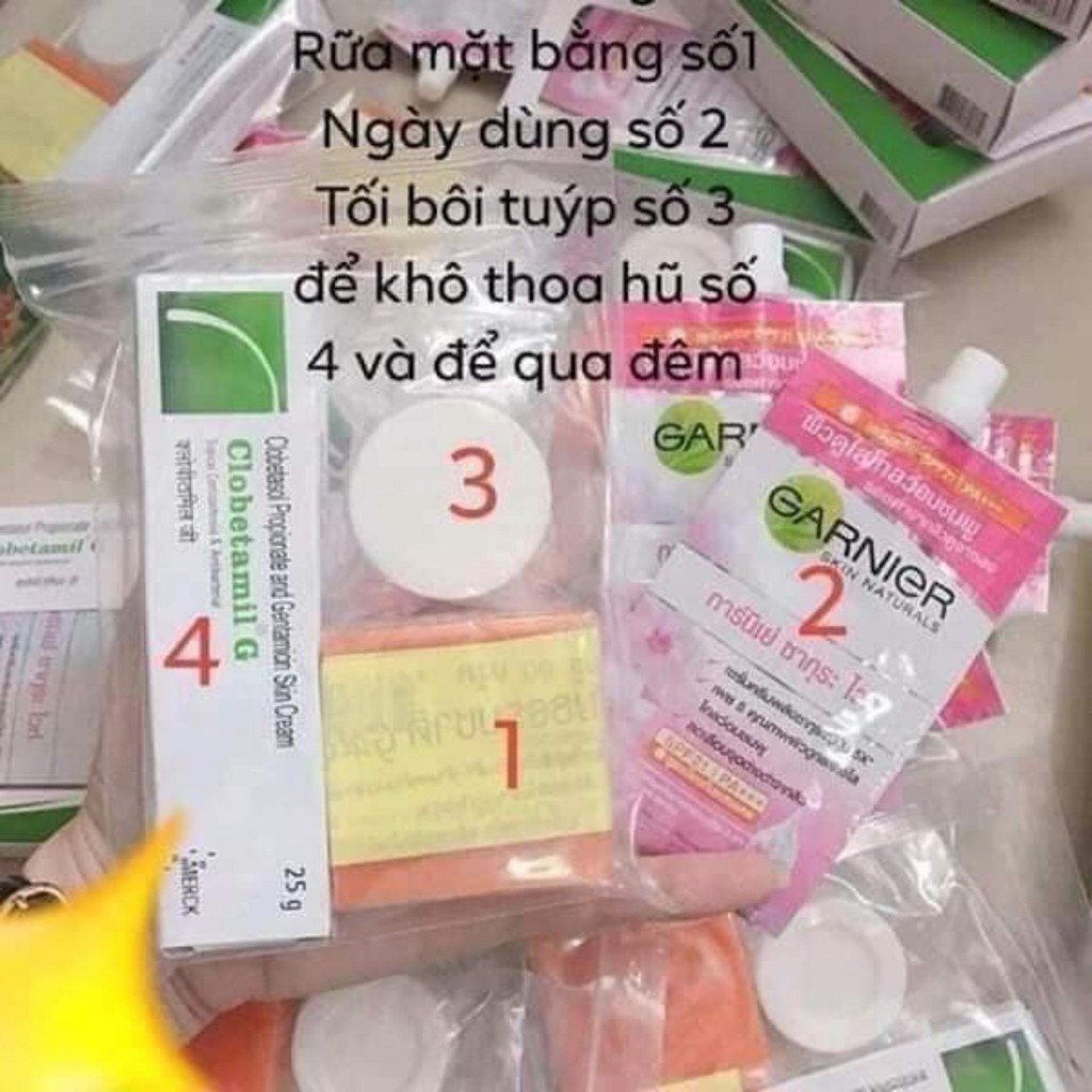 Combo 05 món Kem Garnier giảm Nám mụn lâu năm  Thái Lan
