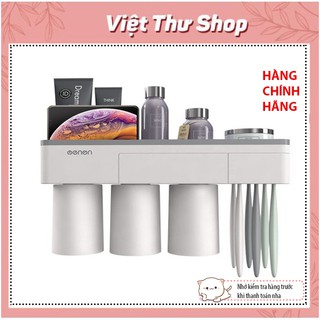 (XẢ HÀNG) Kệ Để Đồ Nhà Tắm Treo Bàn Chải Kem Đánh Răng, Cốc Đánh Răng Hút Nam Châm OENON