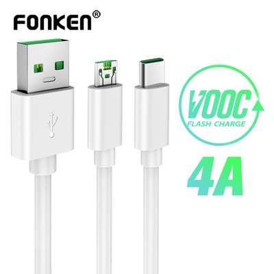 Cáp sạc nhanh hỗ trợ truyền dữ liệu Fonken cổng USB Type C 4A thích hợp cho OPPO VOOC