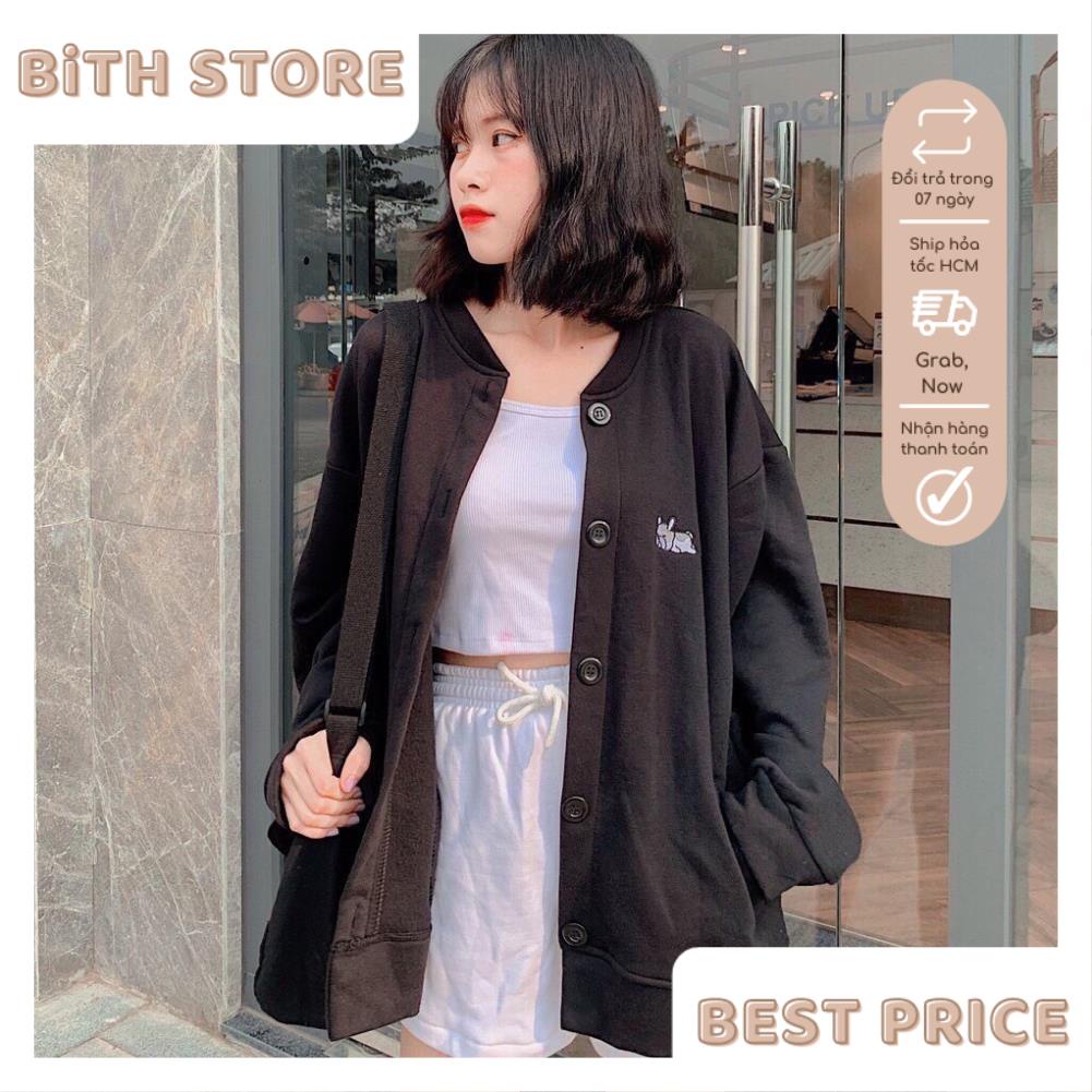 Áo Khoác Cardigan Nỉ Nữ Cổ Tròn Thêu Hình Chó LAZY PUPPY Khoác Ngoài Đẹp Giá Tốt