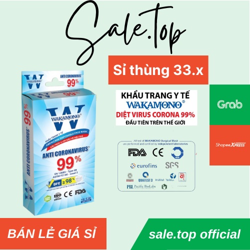 Khẩu trang y tế Wakamono kháng khuẩn Covid19 hương quế - sale.top