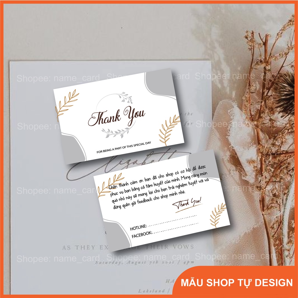 Card visit thiệp cảm ơn khách hàng thank you card rẻ đẹp kích thước 5,5x9 cm hàng có sẵn tại shop