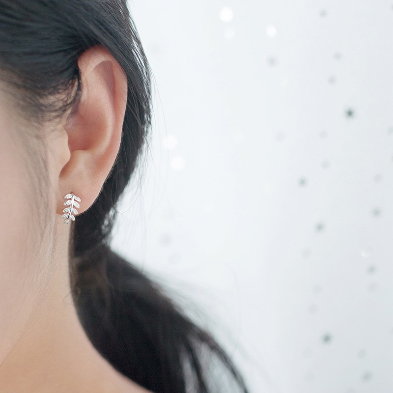 Khuyên tai bạc Ý s925 Lá me E5269 - AROCH Jewelry