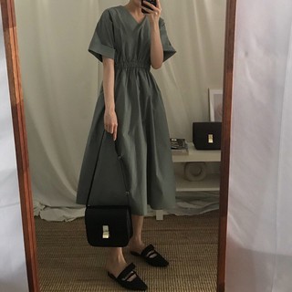 (ORDER) Váy xòe dài chun eo phong cách Vintage Hàn Quốc- Có ảnh thật