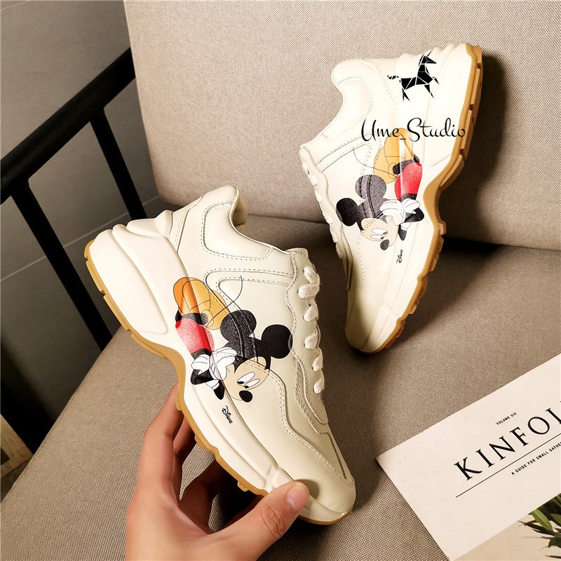 Giày Sneaker Nam Nữ GC hàng hiệu Mickey full size đế tăng chiều cao tặng combo dây neon phát sáng