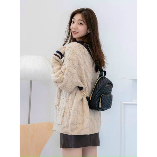 balo thời trang da siêu mềm (vừa ba lô vừa bao tử) trần thêu xọc