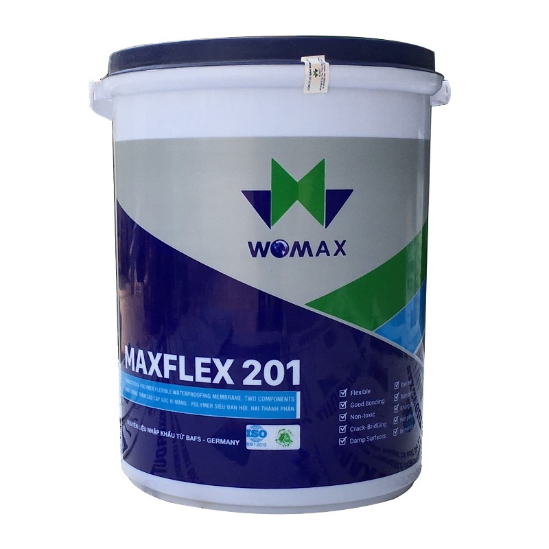 chống thấm nhà vệ sinh, chống thấm ban công, mái, sê nô, bể nước Maxflex 201 5kg Chống thấm gốc xi măng 2 thành phần