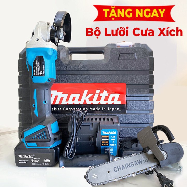 [Cao Cấp] Mua 1 Được 2 - Máy Mài Pin Maktia 118V Tặng Lưỡi Cưa Xích Gắn Máy Mài - Máy Mài Góc.MALAYSIA LOẠI 1