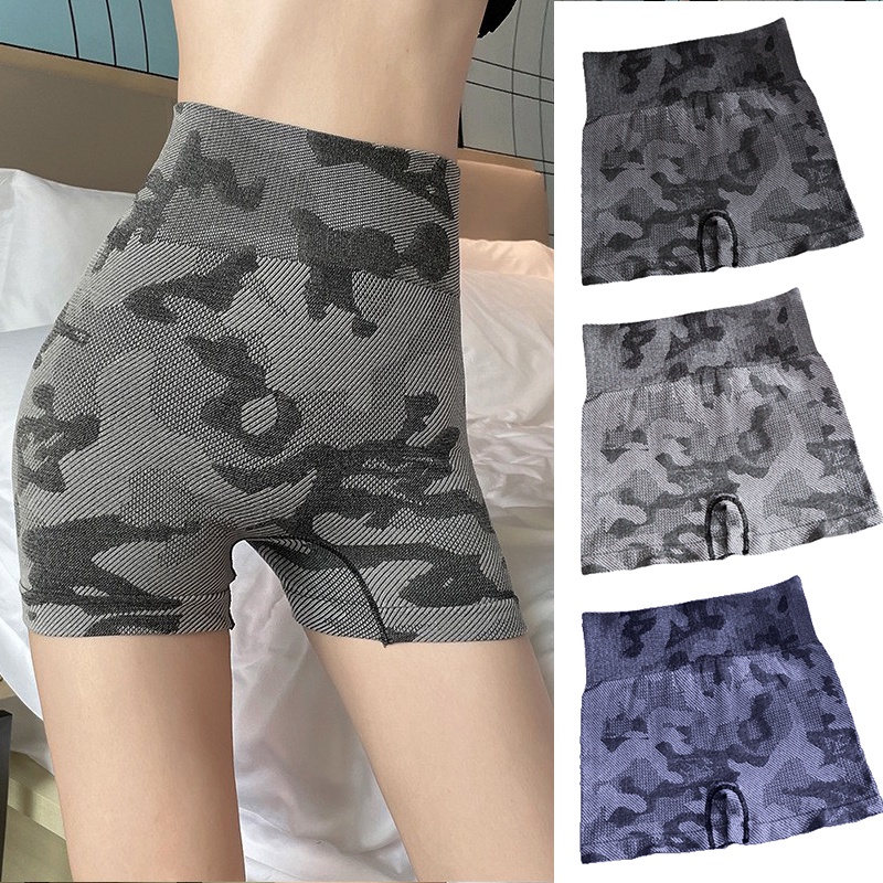 Quần Short Thể Thao Không Đường May Lưng Cao Họa Tiết Rằn Ri Cá Tính Cho Nữ