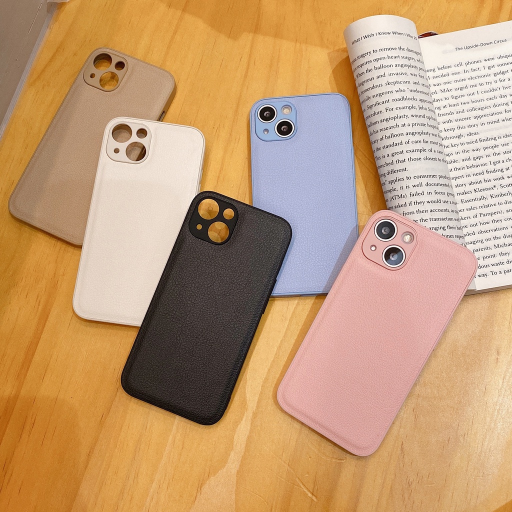 Ốp Điện Thoại Da PU Màu Trơn Cho iPhone 13ProMax 12pro 11pro X XR XSMax 8Plus