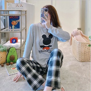 Bộ Đồ Ngủ Dài Tay Họa Tiết Dễ Thương🌸Freeship🌸Set Ngủ Mặc Ở Nhà Bánh Bèo Mix Icon