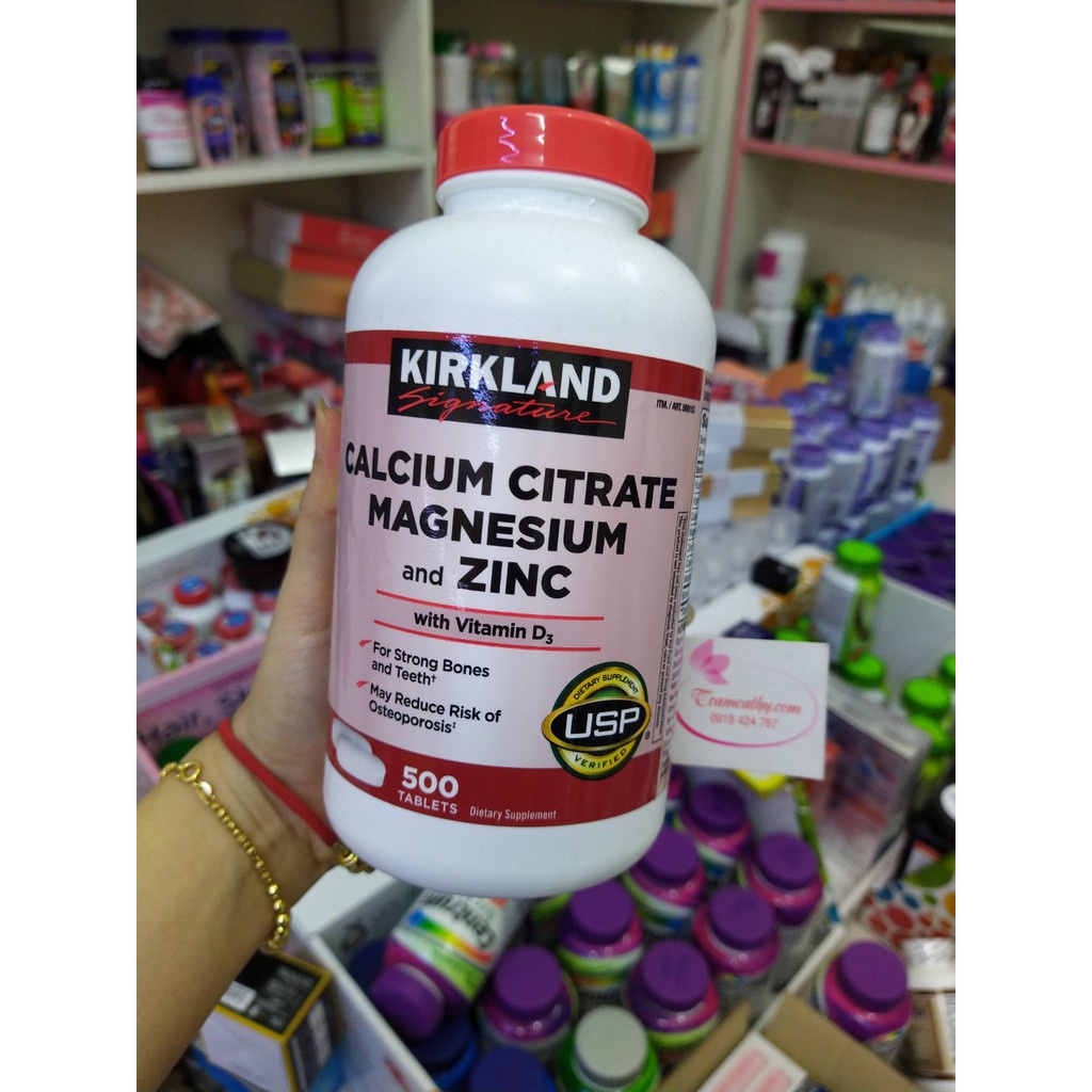 Calcium citrate zinc kirkland canxi zinc500 viên mỹ