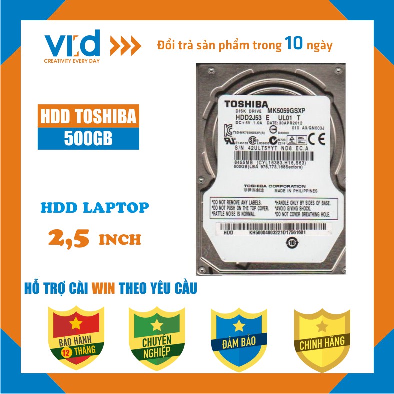 .Ổ cứng HDD 2,5" 500GB Western, Seagate, Hitachi, Toshiba dùng cho laptop hàng tháo máy bảo hành 12T!