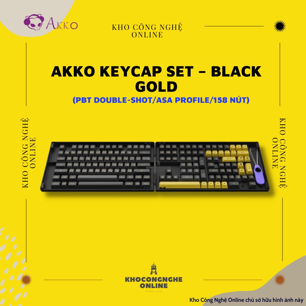 AKKO Keycap set – Black Gold (PBT Double-Shot/ASA profile/158 nút)