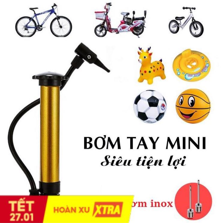 Ống bơm mini cầm tay đa năng bơm bóng đá bóng rổ bóng chuyền...xe đạp, phao, nhỏ gọn dễ mang (TẶNG 1 kim)