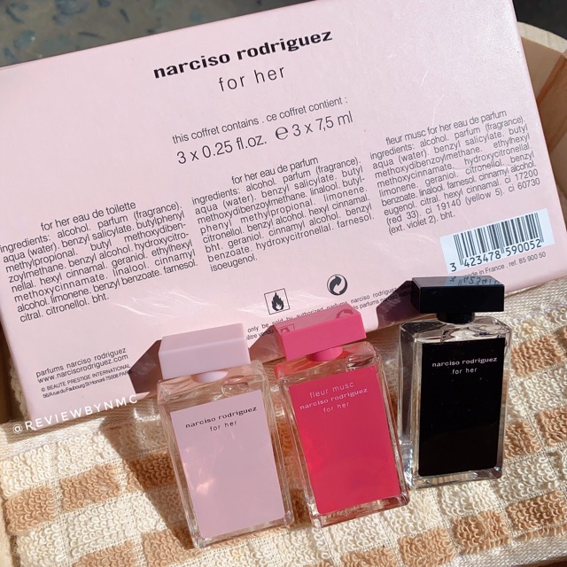 Giá sốc 139k - Set Nước Hoa Narciso Rodriguez For Her 3x 7,5ml