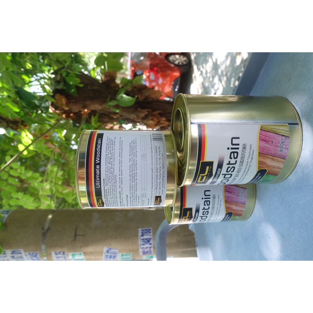 Sơn gỗ lau tay gốc dầu wood stain mã 530 - 550  lon 800gr, công ty Creative Life - LUMY Wood Decor