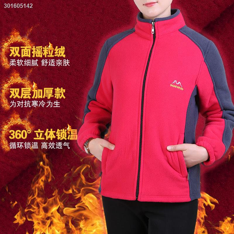 Middle-aged and elderly jacket spring and autumn models large size outdoor fleece sweater polar fleece top mother wear thick windproof cardigan