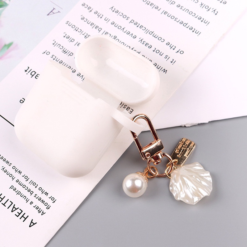Móc Khóa Hình Vỏ Sò / Trái Tim Bằng Hợp Kim Đính Ngọc Trai Giả / Túi Xách / Tai Nghe AirPods Dễ Thương Sáng Tạo Cho Nữ