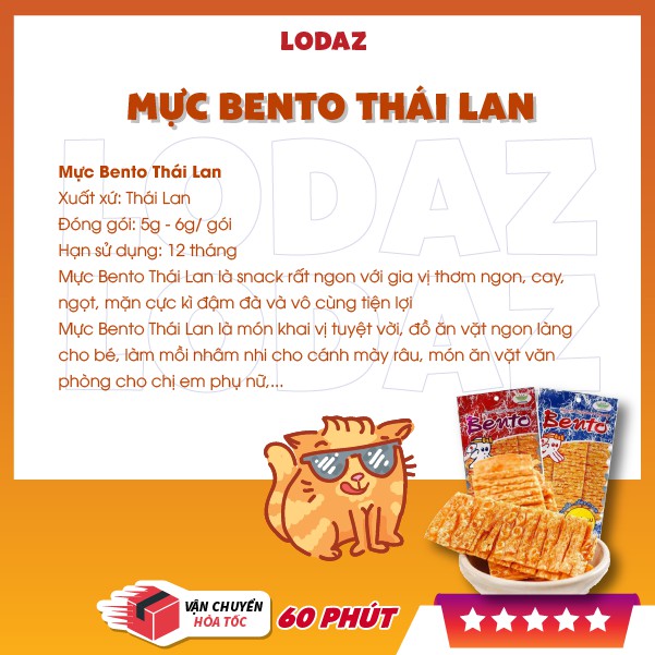 Mực bento Thái Lan gói nhỏ 6g, khô mực cay vị mềm, ít dai, thơm ngon ăn vặt Hà Nội