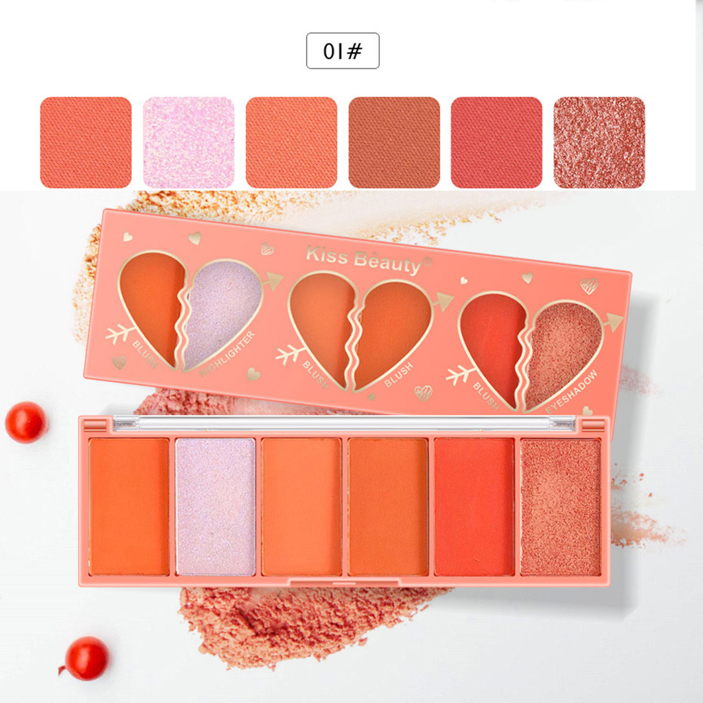 CODseller 6 Colors Waterproof Long Lasting Face Contour Brighten Rouge Blusher Cosmetic