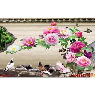 TRANH DÁN TƯỜNG 3D HOA MẪU ĐƠN