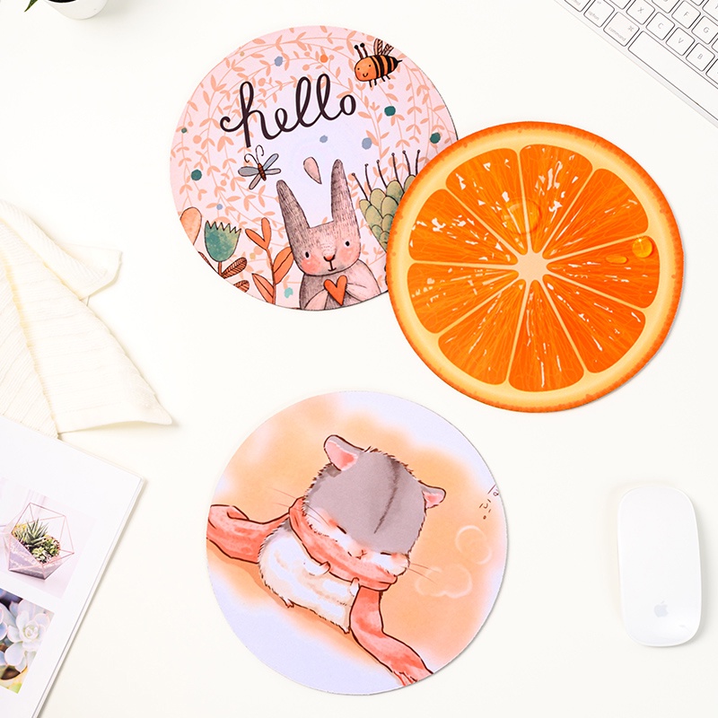 Tấm Lót Chuột Hình Tròn Chống Thấm Nước 22x22cm