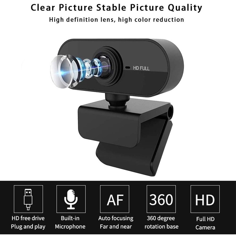 Webcam hd 2k 1560x1440p có thể xoay kèm micro tiện lợi cho pc / laptop