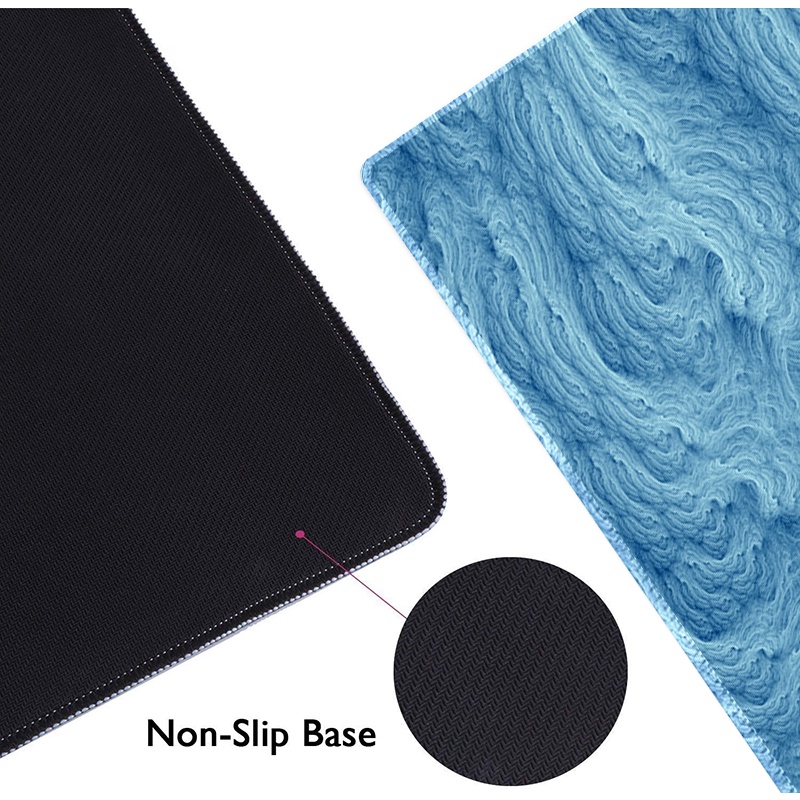 Tấm Lót Chuột Và Bàn Phím Máy Tính Cỡ Lớn Họa Tiết Sóng Biển Màu Xanh Dương Lạnh