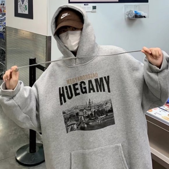 Áo hoodies lót nhung dày dặn thời trang Retro cho nam