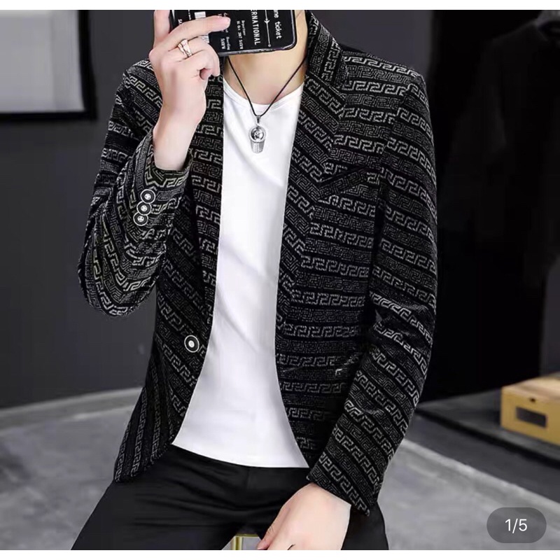 Áo vest nam chấm sọc in kèm chữ