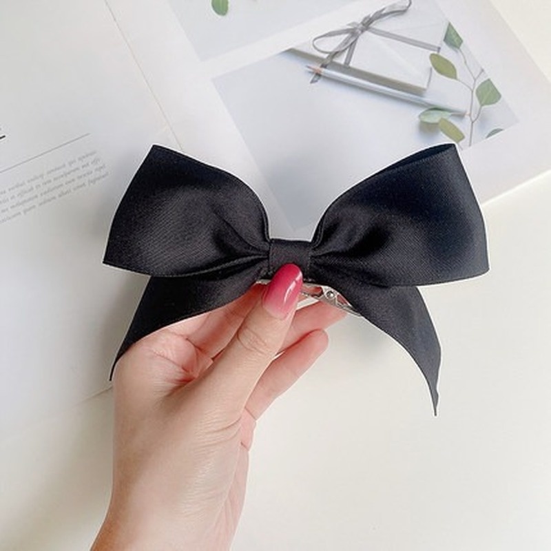 Kẹp Tóc Hình Nơ Bằng Nhung Màu Đen Phong Cách Đơn Giản Thời Trang 2023