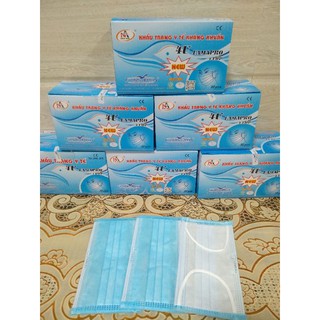 Khẩu trang y tế 4 lớp Nam Anh famapro màu xanh kháng khuẩn cao cấp 50 cái/1 hộp