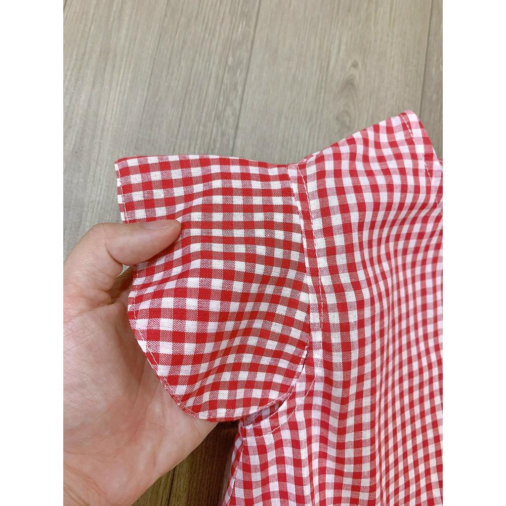 Bộ bé gái caro đỏ quần cullotes hot trend