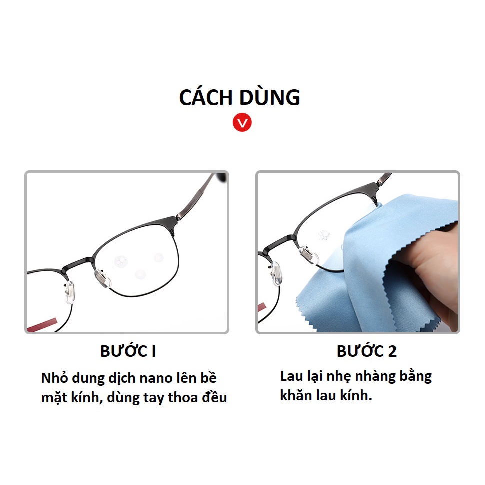 Dung dịch nano đậm đặc chống bám hơi nước, sương mờ Gerowa loại 10 ml - [Tặng kèm khăn lau kính]