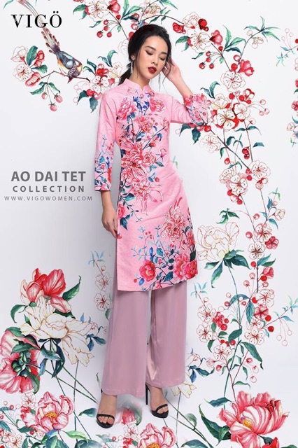 Áo dài thêu Tết Vigo