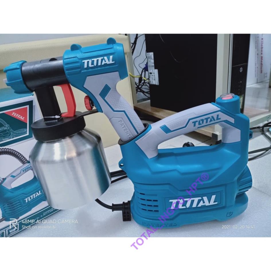 Máy phun sơn bình nhôm 500W TOTAL TT5006-2 Súng phun sơn dùng điện dung tích bình chứa 800ml